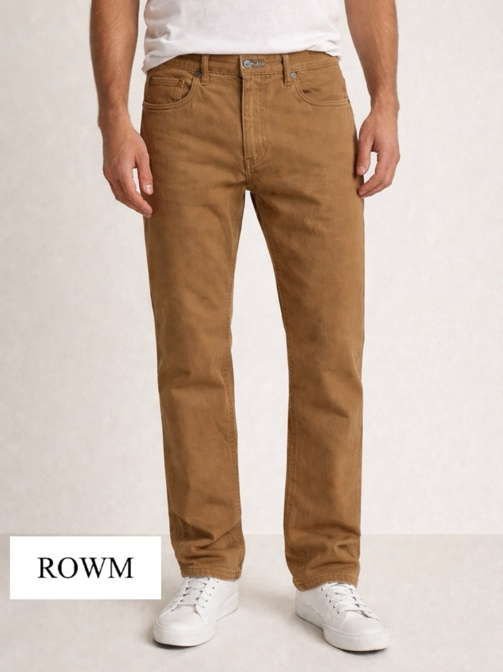 🧡🔥🤎ROWM Men’s Jeans 36x34 Straight Fit Brown/Tan Denim Casual Jeans